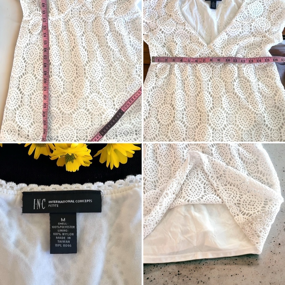 Pretty White Sundress. Crochet and fully lined. Pool. Beach. Swimsuit cover-up🤍 - Picture 16 of 16